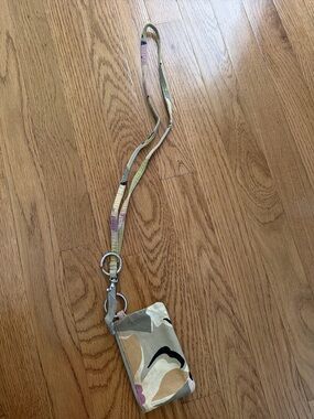 Vera Bradley Floral Print Lanyard Wristlet in Sage, Tan, Black & Pink